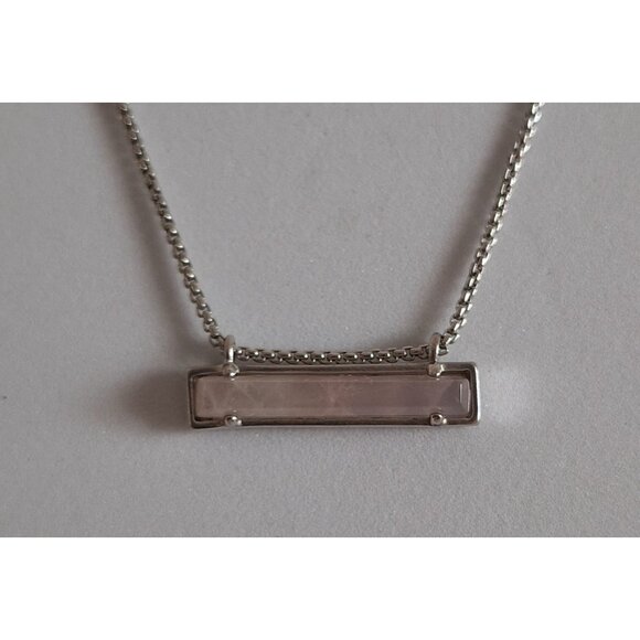 EUC Kendra Scott Leanor Necklace Silver With Rose Quartz Pendant - Picture 4 of 10